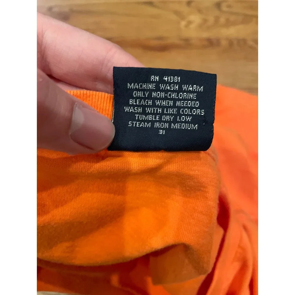 Polo Ralph Lauren Mens T-Shirt XL Orange Single Stitch Pony Logo Tee Flaws